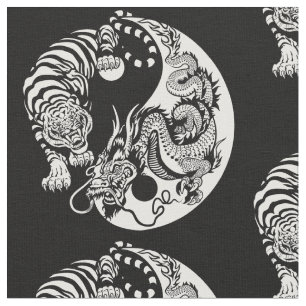 symbolen dragon och tiger yin yang tyg