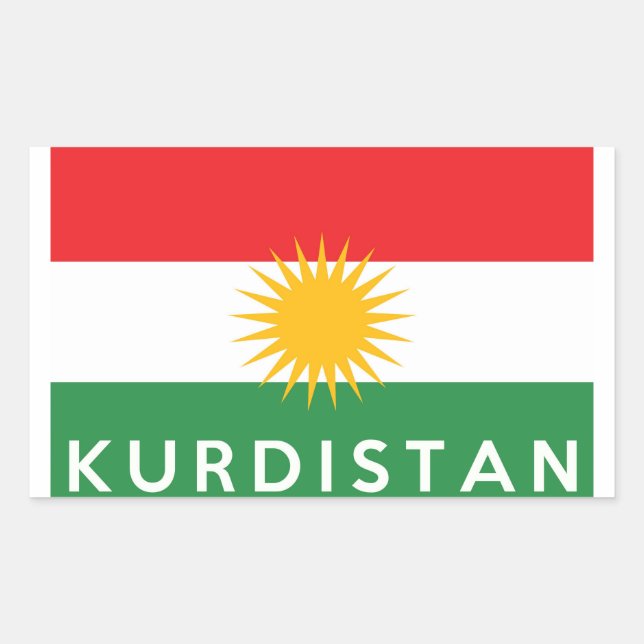 Symbolen namn för kurdistan land flagga rektangulärt klistermärke (Framsida)