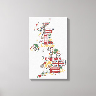 Symboler av den England kartan Canvastryck
