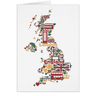 Symboler av den England kartan Hälsningskort