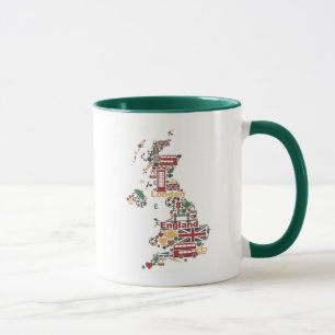 Symboler av den England kartan Mugg