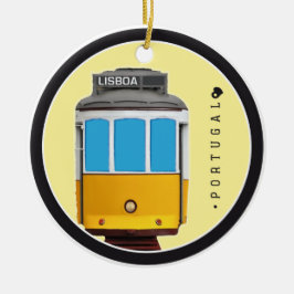 Symboler av Portugal - den Lisbon spårvägen Julgransprydnad Keramik