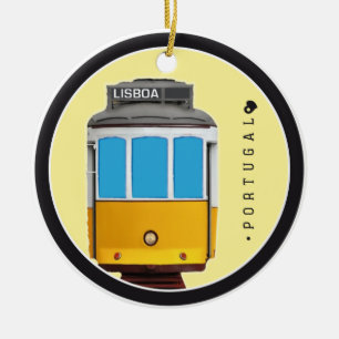 Symboler av Portugal - den Lisbon spårvägen Julgransprydnad Keramik
