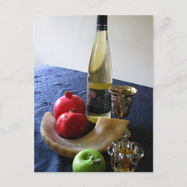 Symboler av Rosh Hashanah Helg Vykort (Framsida)