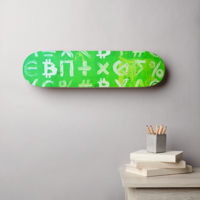 Symboler för Bitcoin (ljusgrön vinst - 2) Mini Skateboard Bräda 18,5 Cm (Väggkonst (Horz))