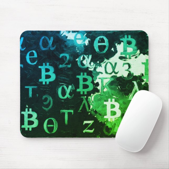 Symboler för Bitcoin (Stil: Vinstgrön - 11) Musmatta (Med mus)