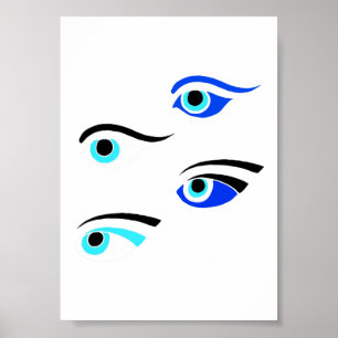 Symboler för grekiska fiskebåtar Öga Poster