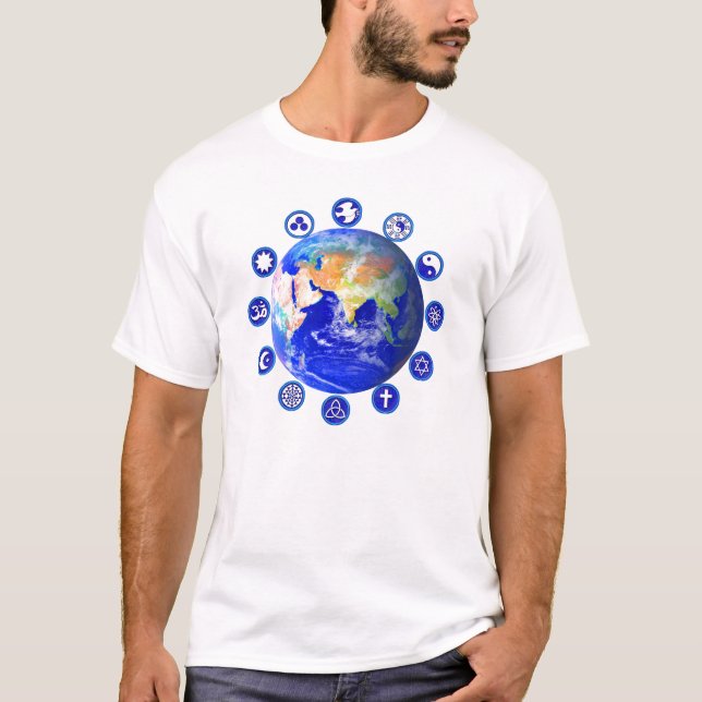 Symboler för Peace & Unity Värld runt T-Shirt (Framsida)