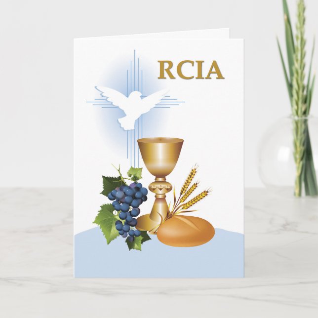 Symboler för Sacrament för RCIA-grattis katolska Kort (Framsida)