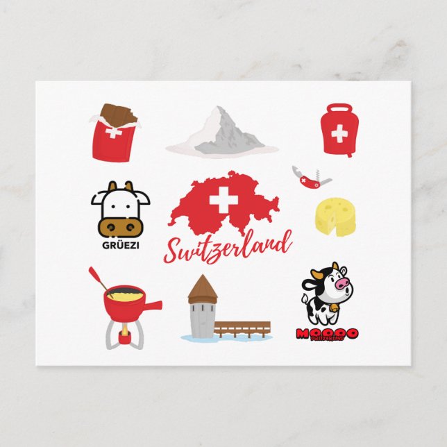 Symboler för Schweiz Vykort (Framsida)