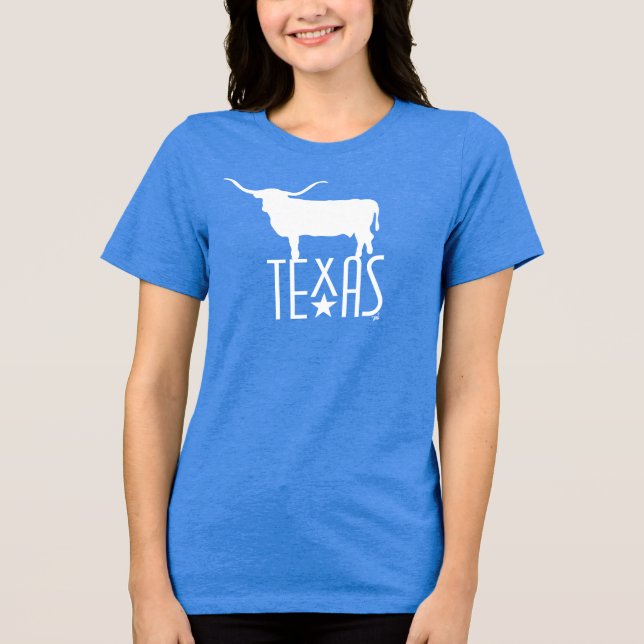 Symboler för Texas, Longhorn, blå T Shirt (Framsida)