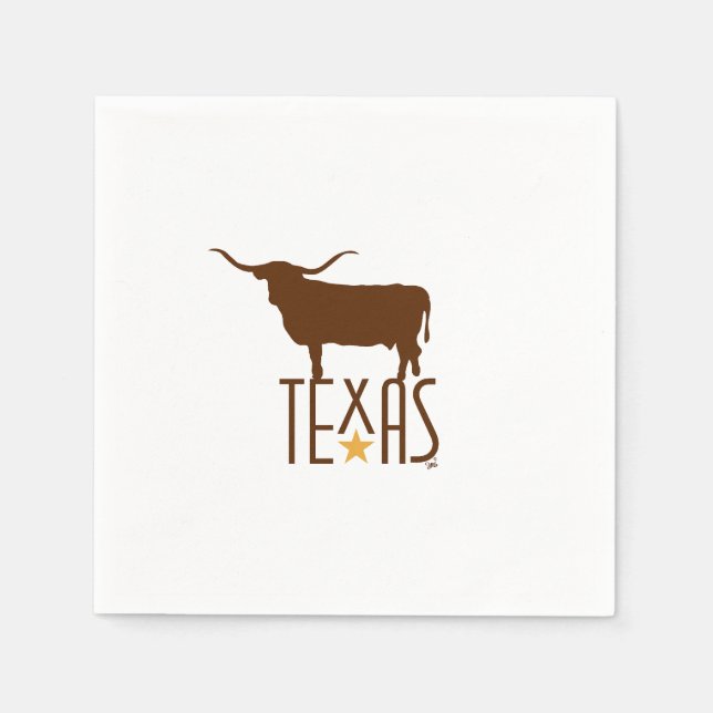 Symboler för Texas, Longhorn, brun Pappersservett (Framsidan)