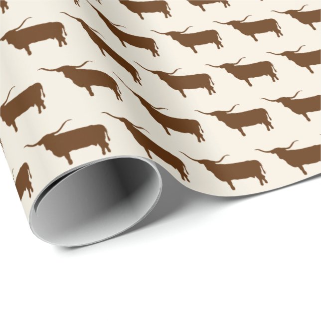 Symboler för Texas, Longhorn, brun Presentpapper (Rullad Hörn)