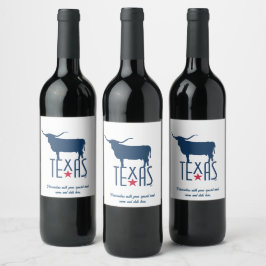 Symboler för Texas, Longhorn, flotta Vinflaska Etikett