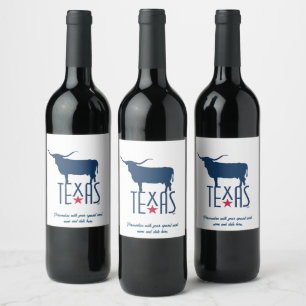 Symboler för Texas, Longhorn, flotta Vinflaska Etikett