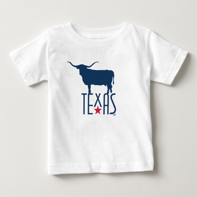 Symboler för Texas, Longhorn, marinblå T Shirt (Framsida)