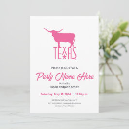 Symboler för Texas, Longhorn, rosa Inbjudningar