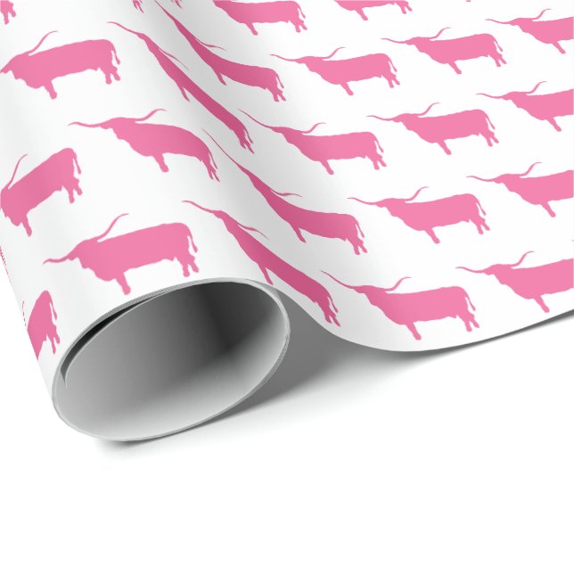 Symboler för Texas, Longhorn, rosa Presentpapper (Rullad Hörn)