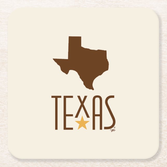 Symboler för Texas, Texas delstat, brun Underlägg Papper Kvadrat (Framsidan)