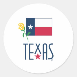 Symboler för Texas, Texas Flagga och Gul Rosa Runt Klistermärke