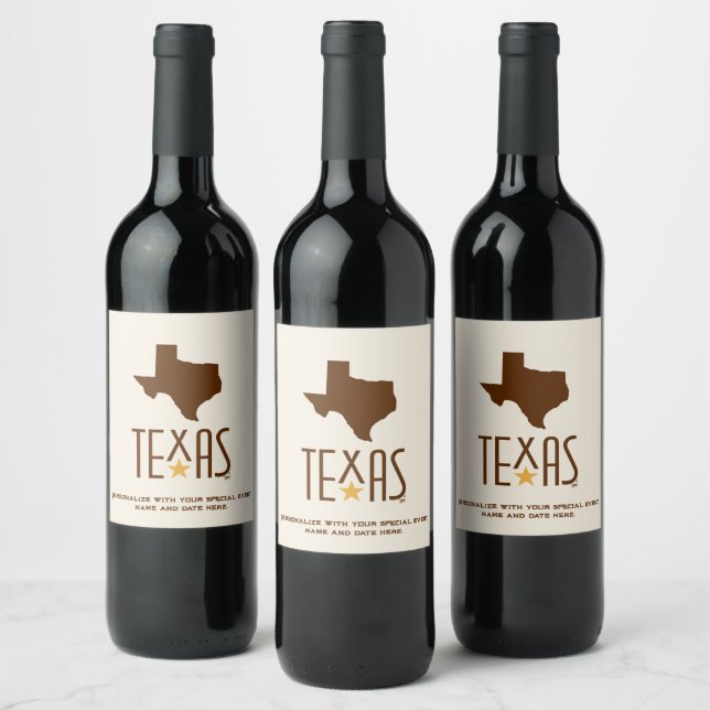 Symboler för Texas, Texas stat, Brun Vinflaska Etikett (Flaskor)