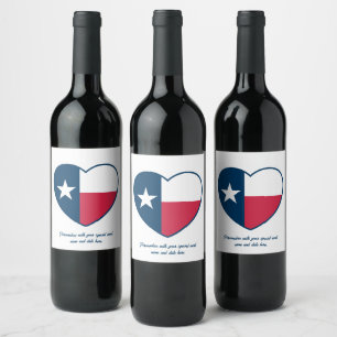 Symboler för Texas, Texasflagga, Hjärta Vinflaska Etikett