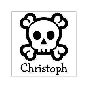Symboler / ikoner - SKULL & BONES + Namn Självfärgande Stämpel