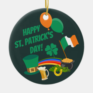 Symboler och traditioner i lycklig Saint patrick's Julgransprydnad Keramik
