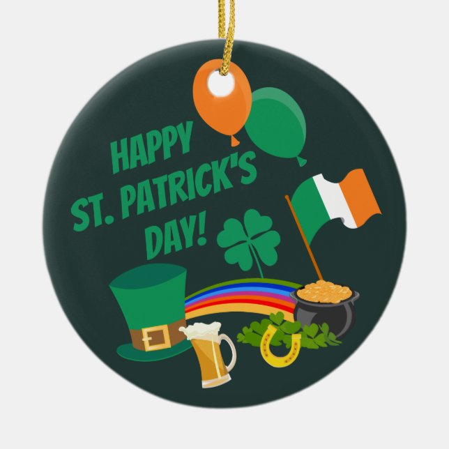 Symboler och traditioner i lycklig Saint patrick's Julgransprydnad Keramik (Framsidan)