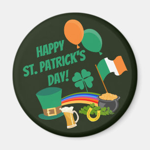 Symboler och traditioner i lycklig Saint patrick's Magnet