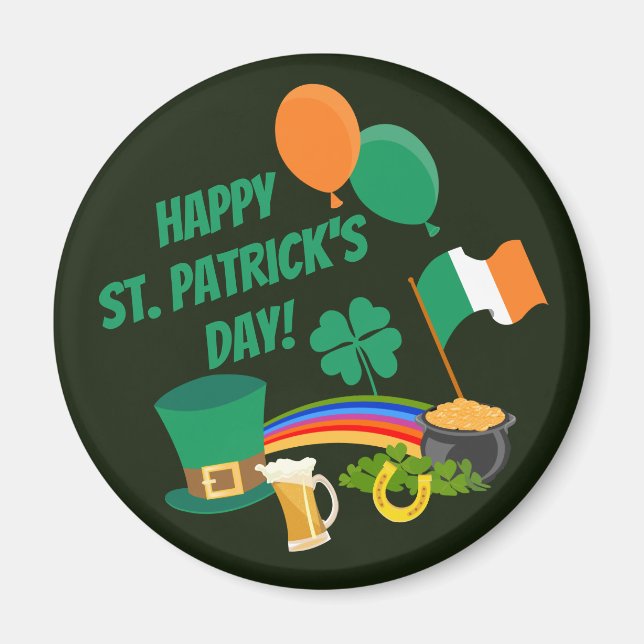 Symboler och traditioner i lycklig Saint patrick's Magnet (Framsidan)