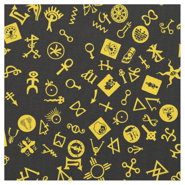 Symbolisk Gult på svart Tyg (Närbild)