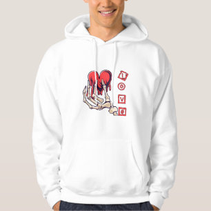Symbolisk kärlek skelett hand som erbjuder hjärta hoodie