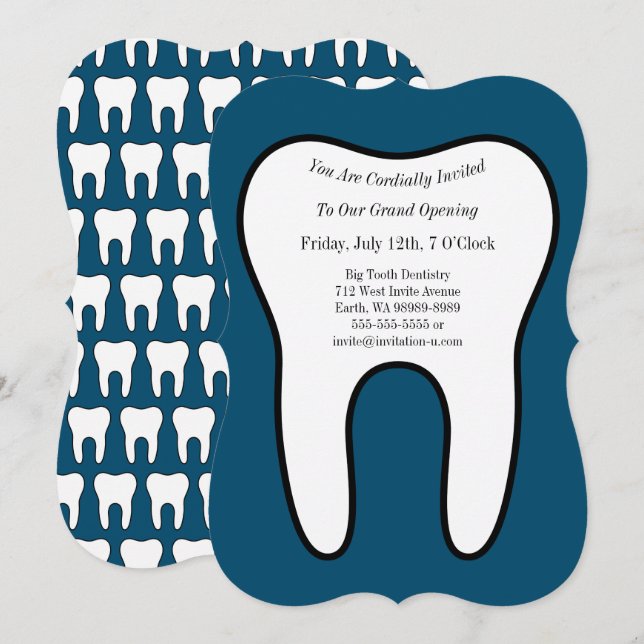 Symbolisk tandtandtandtandtandtandläkare Orthodont Inbjudningar (Fram/baksida)