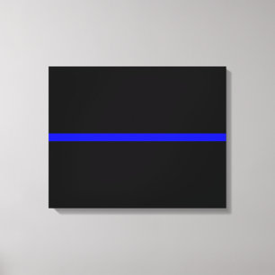 Symbolisk tunn blå linje på Solid Black Canvastryck