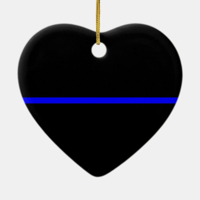 Symbolisk tunn blå linje Påstående Julgransprydnad Keramik (Baksidan)