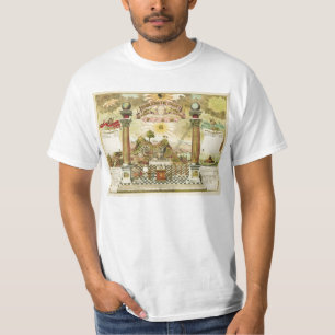 Symboliskt kartlägga och Masonic historia av FAM Tee Shirt