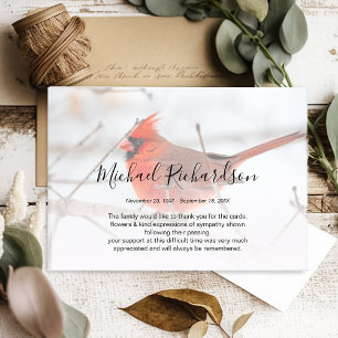 Symboliskt rött kardinalminne - tackkort tack kort