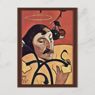 Symbolist Self-Porträtt med Halo av Gauguin Paul Vykort