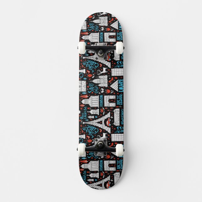 Symbolmönster för frankriken | mini skateboard bräda 18,5 cm (Framsida)