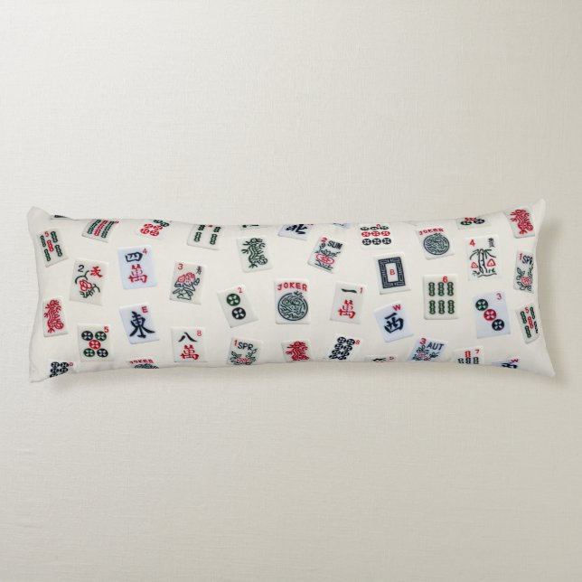 Symbolsymboler för MahJongg-plattor på brickan  Kroppskudde (Baksidan)