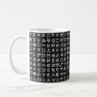 Symboluppsättningen trimmar teckensnittet i brev. kaffemugg