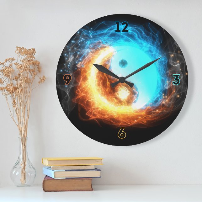 Symbolväggklocka för Yin Yang Ice och Fire helig Stor Klocka (Skapare uppladdad)