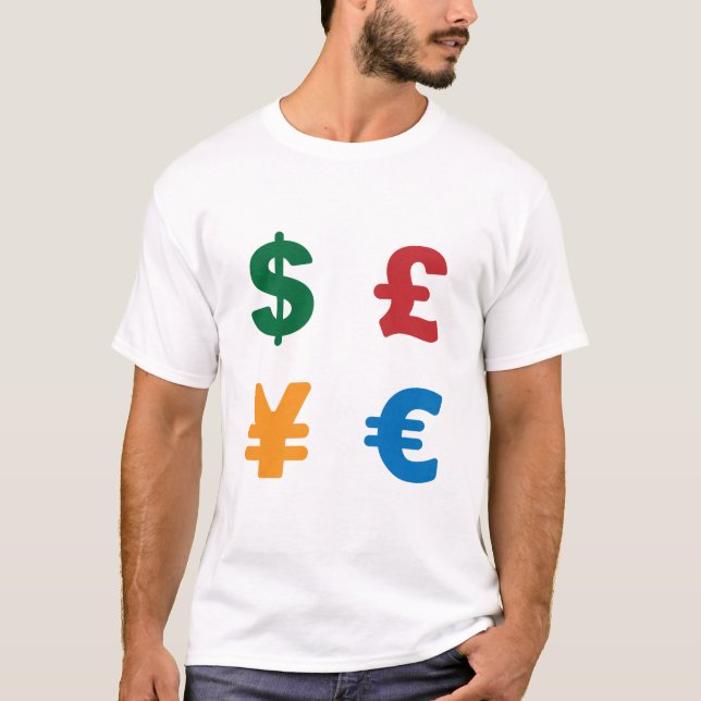 Symbolvaluta - dollarpund i euro t-shirt (Framsida)