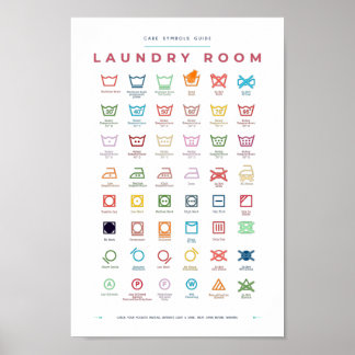 Symbolvård för tvätt-rumshandbok poster