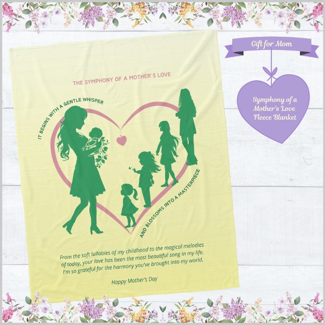 Symfoni av en mors kärlek flanellfilt fleecefilt (Symphony of a Mother's Love Fleece Blanket - Mother's Day Gift)