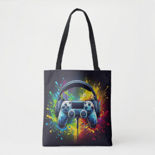 Symfoni Pixels & Ljud: Vibrant Gaming Art Tygkasse
