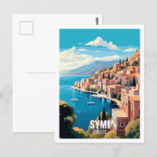 Symi Greece Berömd Travel Ställe Vykort