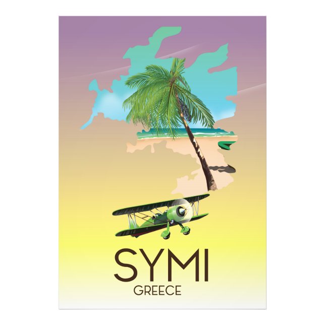 Symi Grekland resaffisch Fototryck (Framsidan)