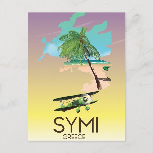 Symi Grekland resaffisch Vykort (Framsida)